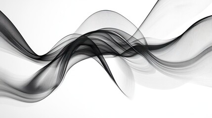 Obraz premium Abstract flowing black and white waves creating a sense of movement and elegance.