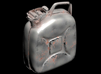 White metallic gas canister isolated 3d render illustration in ortogonal view