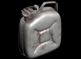 White metallic gas canister isolated 3d render illustration in ortogonal view