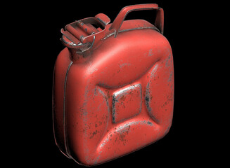 Red metallic gas canister isolated 3d render illustration in ortogonal view