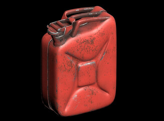 Red metallic gas canister isolated 3d render illustration in ortogonal view