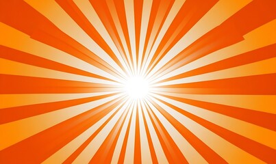Fototapeta premium Vibrant sunburst orange background with rays of light radiating out from the center