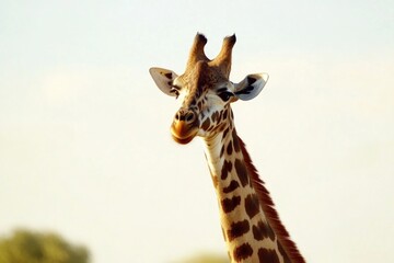 Obraz premium Cheerful Giraffe in Its Natural Savanna Habitat - Ideal for Posters, Cards, and Wildlife Prints