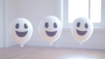 Obraz premium Joyful Ghost Balloons: Versatile 3D Halloween Illustration