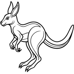 Dynamic Line Art of a Stylized Kangaroo in Mid Hop