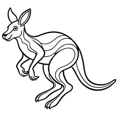 Dynamic Line Art of a Stylized Kangaroo in Mid Hop
