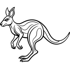 Dynamic Line Art of a Stylized Kangaroo in Mid Hop