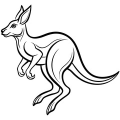 Dynamic Line Art of a Stylized Kangaroo in Mid Hop