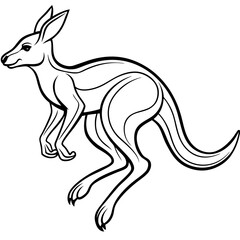 Dynamic Line Art of a Stylized Kangaroo in Mid Hop