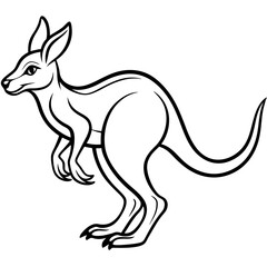 Dynamic Line Art of a Stylized Kangaroo in Mid Hop