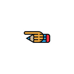 Hand and pencil creative logo design.