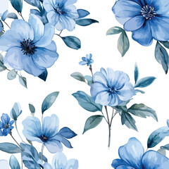 Vintage Watercolor Blue Flowers. can be used for wallpaper,pattern fills,web page background,surface textures
