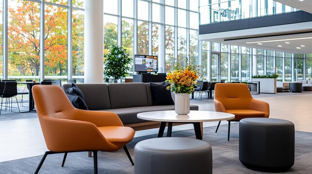 Business networking lounge with comfortable sofas