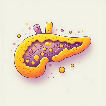 Diabetes, Pancreas (Insulin Production), flat illustration of human organs and systems, diseases, graphics for medical, hospitals, treatment posters, banners, flyers