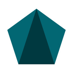 Obraz premium Triangulated Pentagon Shape Teal Shades Icon