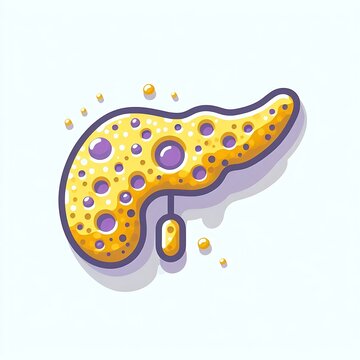 Diabetes, Pancreas (Insulin Production), flat illustration of human organs and systems, diseases, graphics for medical, hospitals, treatment posters, banners, flyers