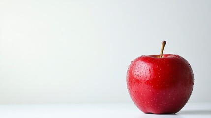 Fresh Apple on Solid White Background with Ample Copy Space, AI generated illustration