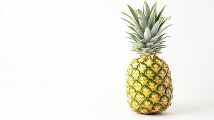 Fresh Pineapple on Solid White Background with Ample Copy Space, AI generated illustration