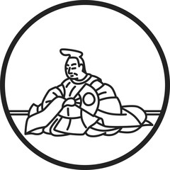 線画円形シンプル百人一首　文屋康秀