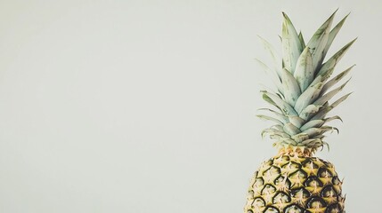 Fresh Pineapple on Solid White Background with Ample Copy Space, AI generated illustration