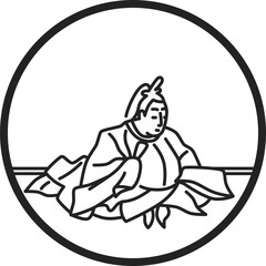 線画円形シンプル百人一首　中納言兼輔