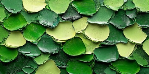 Abstract Green Palette Knife Painting with Thick Layers of Oil Paint