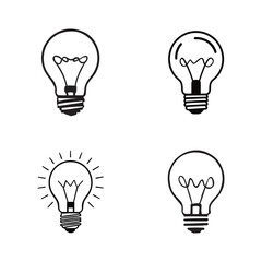 Light bulb silhouette set black color vector illustration