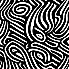Fototapeta premium Black and white seamless pattern with doodle bold lines