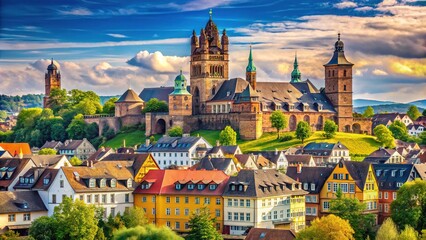 Obraz premium Stunning vistas of the historic Worms in Germany showcase ancient architecture beneath a breathtaking sky, blending history and natural beauty in perfect harmony.