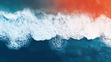 Aerial View of Ocean Waves Breaking on the Beach