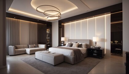 luxury bedroom design, elegant look, sofa, chair, nice setup