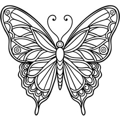 Elegant Black Line Art Butterfly with Symmetrical Minimalist Detailing line art vector