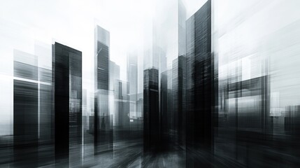 Abstract city skyline with blurred buildings.