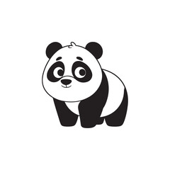 Panda Cartoon Icon - Simple Line Drawing for Baby Room Art