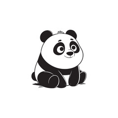 Vector Panda Icon - Adorable Line Art for Nursery Design.