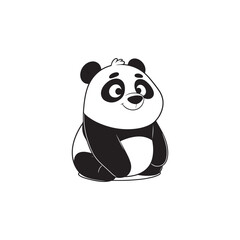 Vector Panda Icon - Adorable Line Art for Nursery Design.