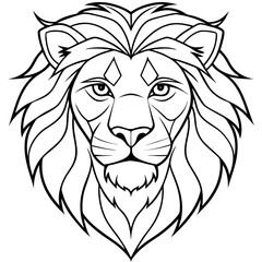 Lion Face Line Art Bold Angles and Smooth Curves in Vector Design