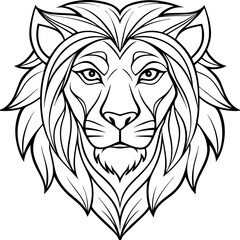 Lion Face Line Art Bold Angles and Smooth Curves in Vector Design