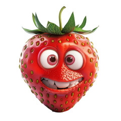 Obraz premium Whimsical Strawberry Illustration with a Goofy Smile and Vibrant Colors