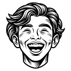 Smille Face Line Art Vector Illustration