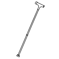 Crutches Isolated on White Background Line Art Vector Illustration