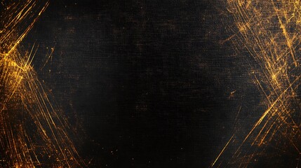 Fototapeta premium Abstract Black Canvas with Golden Scratches