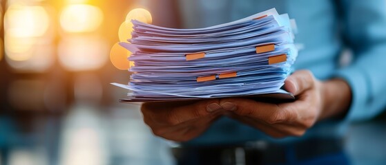Closeup of hands holding safety compliance documents for investments, Safety, Regulations