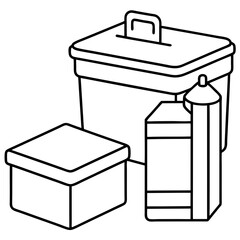 White Box With Led Line Art Vector Illustration