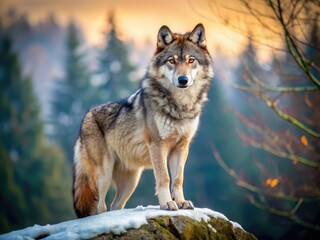 Fototapeta premium A symbolic representation of the wolf, depicting its strength, loyalty, and independence
