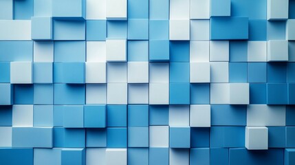 A blue and white gradient background with squares arranged