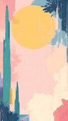 Abstract Art with Yellow Circle