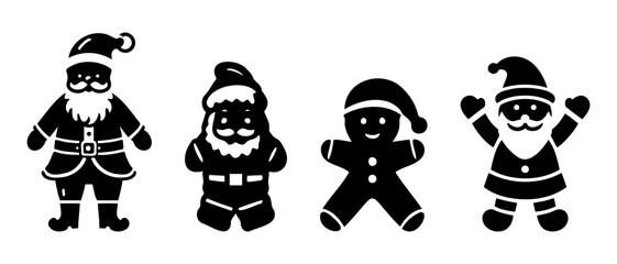 Christmas Santa Claus Cartoon silhouette black filled vector Illustration icon