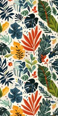 Tropical Leaves Seamless Pattern Illustration