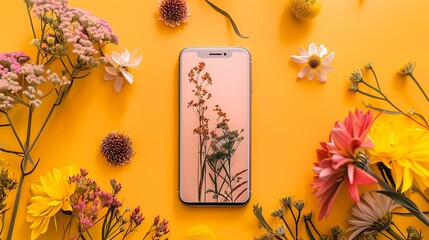 Flowers Flat Lay With Phone